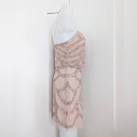 AIDAN MATTOX Light Pink/Blush Blouson Beaded Dress Size 4 - Picture 5 of 16